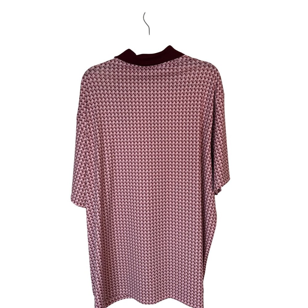 NWT Walter Hagen Men's XXL Houndstooth Pink Polo Shirt Golf Tee Time Print - Picture 3 of 16